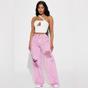 Pink Distressed Jeans